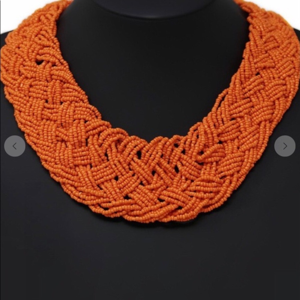 Seed beaded braided short collar necklace /earring